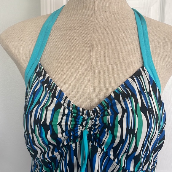 Tropical escape tankini swimsuit top abstract geometric ovals women’s size 10 - Picture 2 of 15
